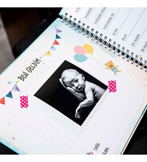 İsim Baskılı Hamilelik ve Anne Bebek Günlüğü Mavi - Anı Defteri 20x23 cm