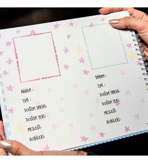 İsim Baskılı Hamilelik ve Anne Bebek Günlüğü Mavi - Anı Defteri 20x23 cm