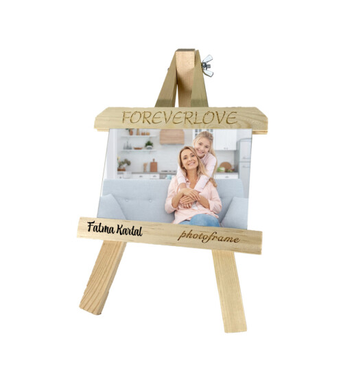 İsim Kazımalı ve Fotoğraf Hediyeli Ahşap Şovalye Tuval Çerçeve HK2698