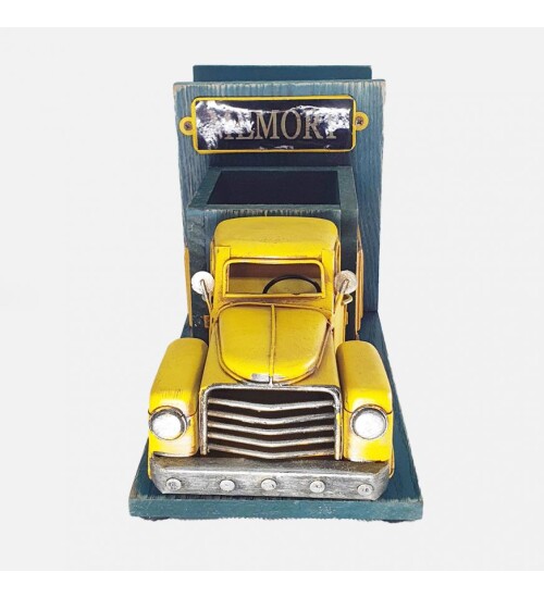 Kalemlik ve Çerçeveli Kitap Tutucu Dekoratif Metal Kamyon