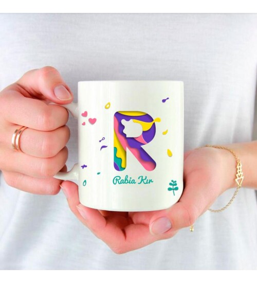 Kişiye Özel Yılbaşı Temalı İsim ve Harf Baskılı Porselen Kupa Bardak HC2029