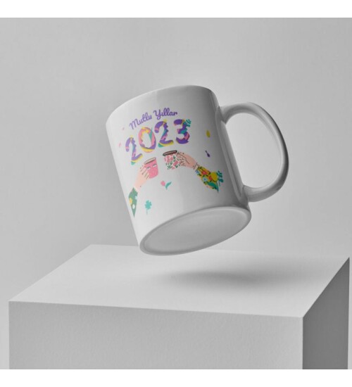 Kişiye Özel 2023 Temalı İsim ve Harf Baskılı Porselen Kupa Bardak HC2028