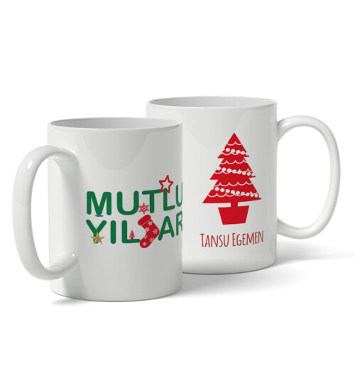 Kişiye Özel Yılbaşı Mutlu Yıllar İsme Özel Baskılı Kupa Bardak HK3765