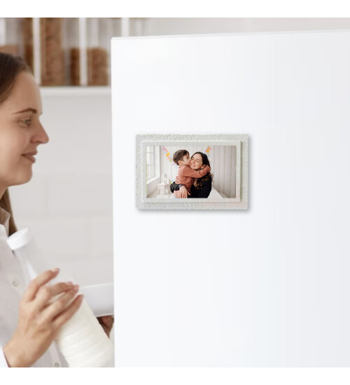 Kişiye Özel Anneler Günü Baskılı Doğal Beyaz Taş Magnet 6x9 cm HK2657