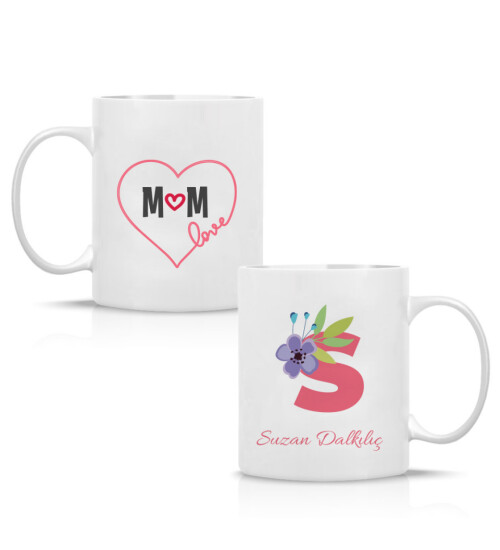 Kişiye Özel Anneler Günü Mom Love Baskılı Kupa Bardak HK2631