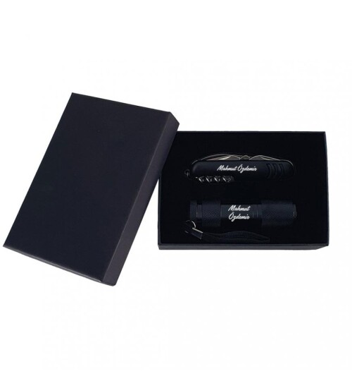 Kişiye Özel Hediyelik Set Led El Feneri ve 7 Fonksiyonlu Çakı HK2461