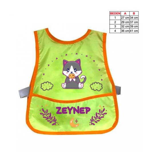 Kişiye Özel Çocuk Faaliyet Önlüğü Kedi Temalı HK2435