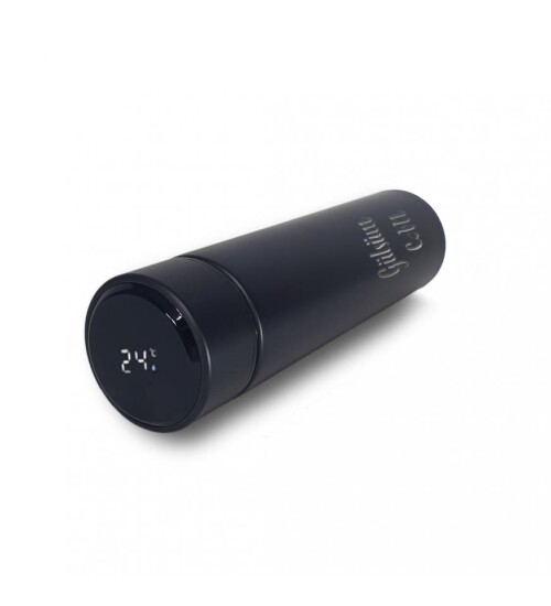 Kişiye Özel Öğretmenler Günü Özel Dijital Sıcaklık Göstergeli Süzgeçli Siyah Termos 450 Ml HK2347