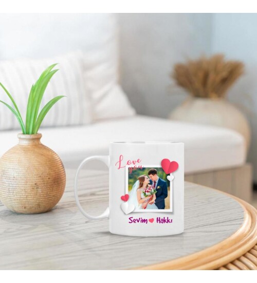 Kişiye Özel Foto ve İsim Baskılı Seni Seviyorum Sevgili Kupa HK2507