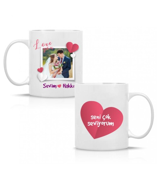 Kişiye Özel Foto ve İsim Baskılı Seni Seviyorum Sevgili Kupa HK2507
