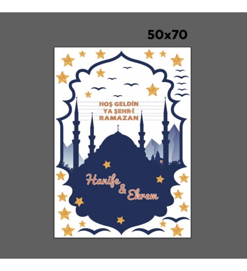 Kişiye Özel Hoşgeldin Ramazan Mahyalı Tasarım Cam - Duvar Sticker Seti HK2552