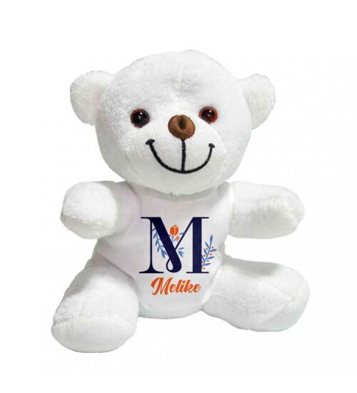 Kişiye Özel İsim ve Harf Baskılı Peluş Beyaz Ayı HK2448