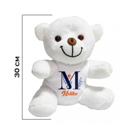 Kişiye Özel İsim ve Harf Baskılı Peluş Beyaz Ayı HK2448