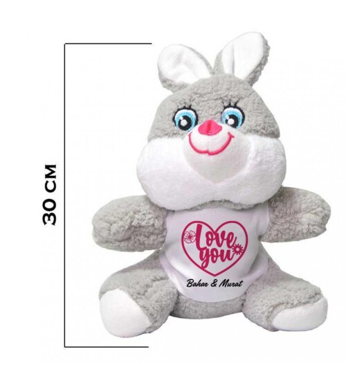 Kişiye Özel Love You Baskılı Peluş Tavşan HK2450
