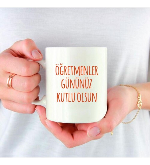 Kişiye Özel Öğretmenler Günü Fotoğraf Baskılı Porselen Beyaz Kupa Bardak HK2321