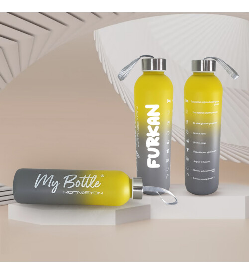 Kişiye Özel Renkli 750 ml Motivasyon Cam Su Matarası HK2708