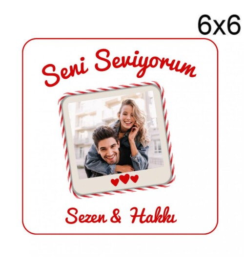 Kişiye Özel Sevgililer Günü Özel Baskılı 6x6 Kare Magnet 2 Adet HK2518