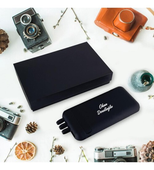 Kişiye Özel Vantuzlu Wireless Siyah Powerbank 10,000 mAh HK2465