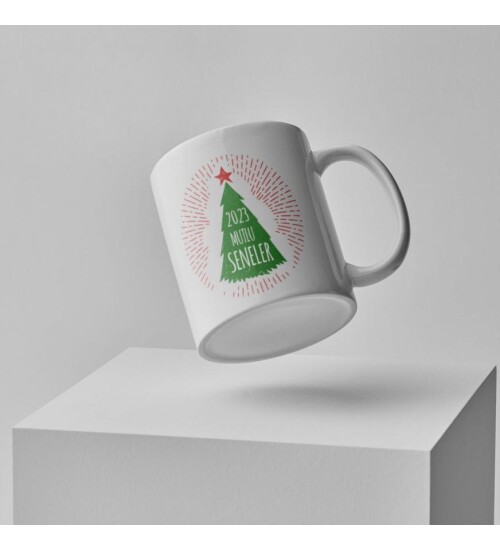 Kişiye Özel Yeniyıl 2023 Baskılı Porselen Beyaz Kupa Bardak HK2366