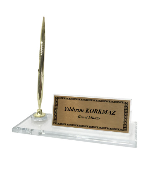 Kristal Altın Tek Kalemli Masa İsimliği HK2673