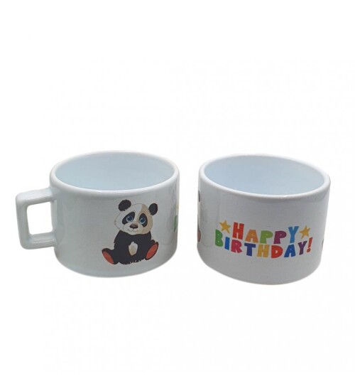 Panda Happy Birthday Doğum Günü Konsept Ahşap Kutulu Kupa Bardak