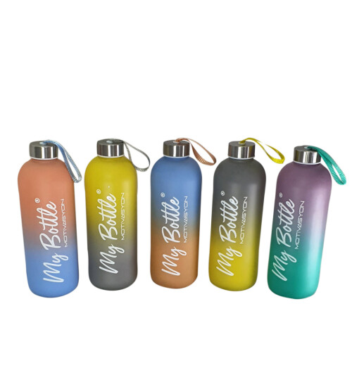 Renkli 1 LT Motivasyon Cam Su Matarası HK2704