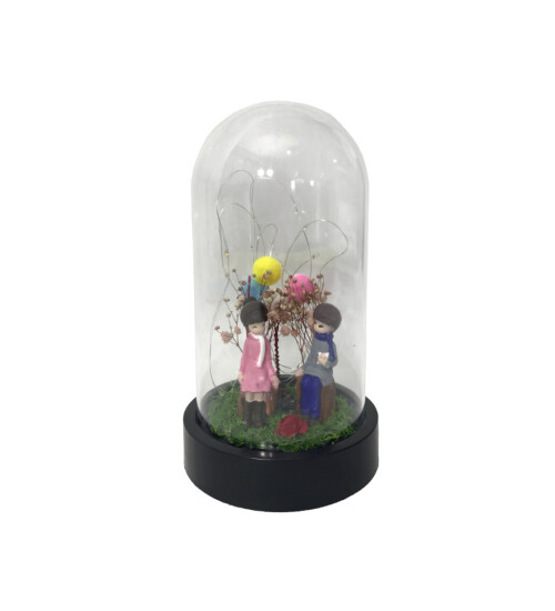 Sevgili Çift Işıklı Büyük Boy Fanus HK2711