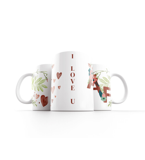 Sevgililer Günü Harf Baskılı Kişiye Özel Kupa Bardak HK5010