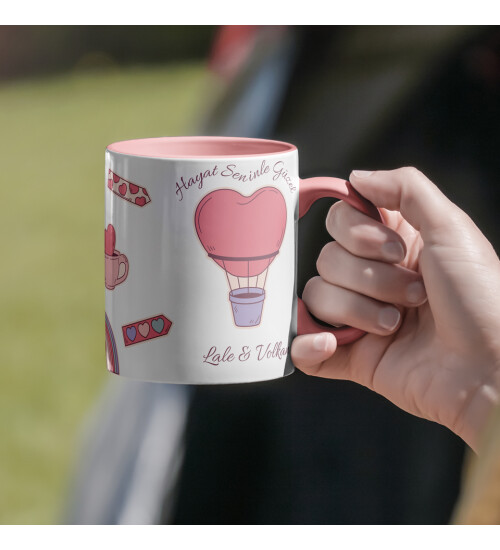 Sevgililer Günü Hayat Seninle Güzel İsimli Kupa Bardak HK5011