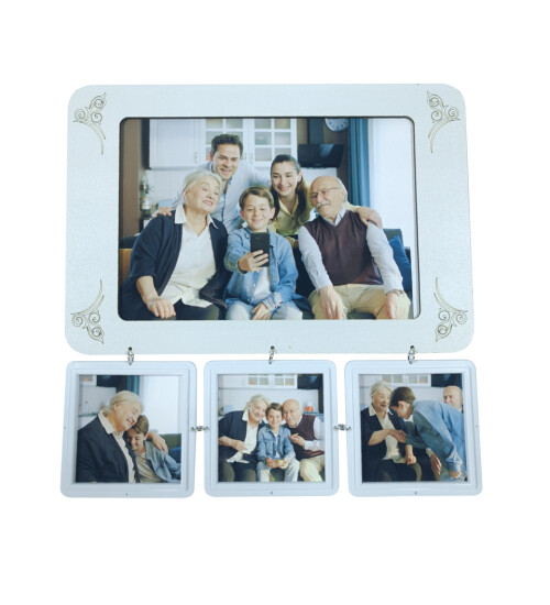 FOTO BASKILI Vintage 3+1 Kolaj Çoklu Fotoğraf Çerçevesi 26,5x26,5 cm HK5020