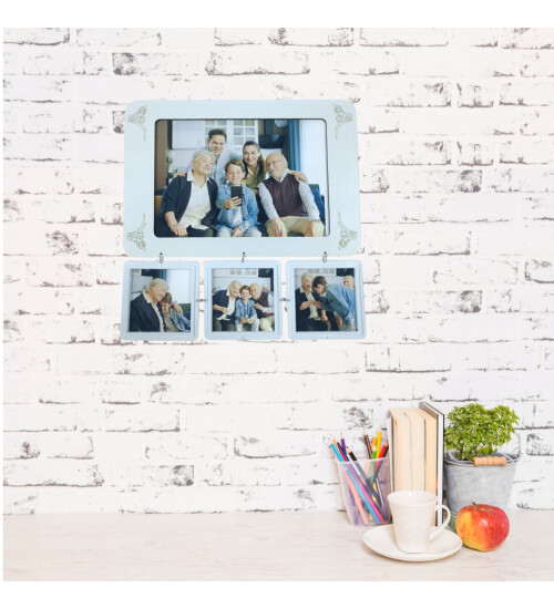 FOTO BASKILI Vintage 3+1 Kolaj Çoklu Fotoğraf Çerçevesi 26,5x26,5 cm HK5020