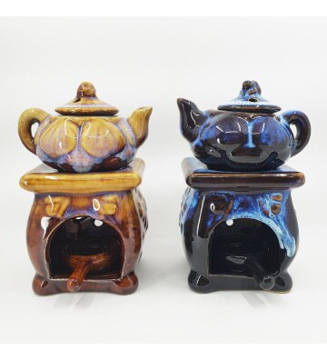 Renkli Demlik Modelli Seramik Buhurdanlık