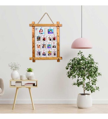 Ahşap İpli Mandallı Duvar Fotoğraf Çerçevesi 47x60