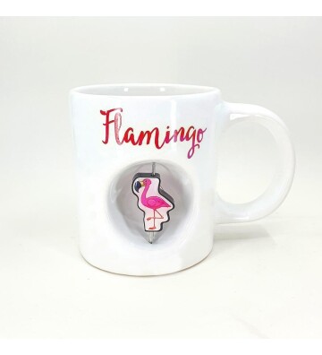Flamingo Temalı 3D Döner Objeli Kupa Bardak