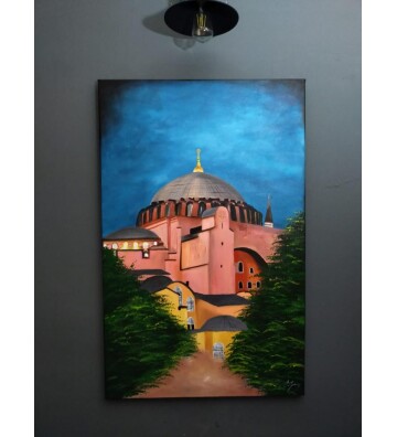 Orijinal Tablo Renkli 70x110 cm El Yapımı Tuval Tablo Akşamüstü