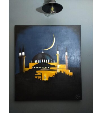 Orijinal Tablo Renkli 80x90 cm El Yapımı Tuval Tablo Gecesofya