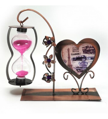 Kalp Çerçeveli Metal Kum Saati