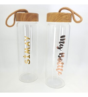 Kişiye Özel 550 ML Gold Kapak Borosilikat Cam Matara