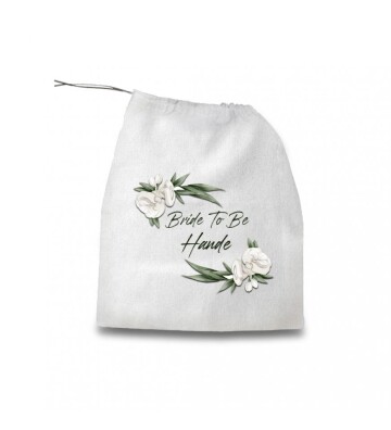 Kişiye Özel Bridal Shower Hatırası Büzgülü Bez Hediye Kesesi 30x35 cm HK2154