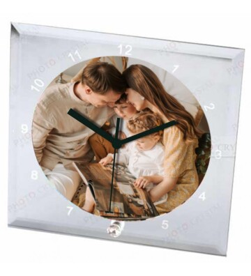 Kişiye Özel Fotoğraflı Kristal Cam Saat