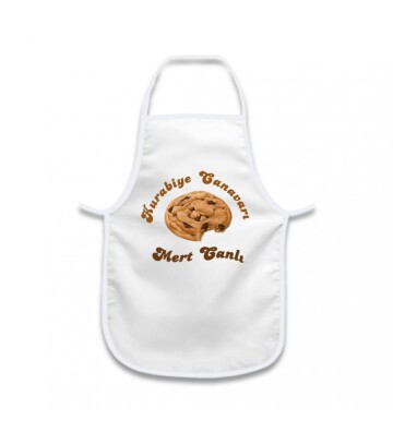 Kişiye Özel Kurabiye Canavarı Temalı Beyaz Biyeli Mutfak Önlüğü HK2195