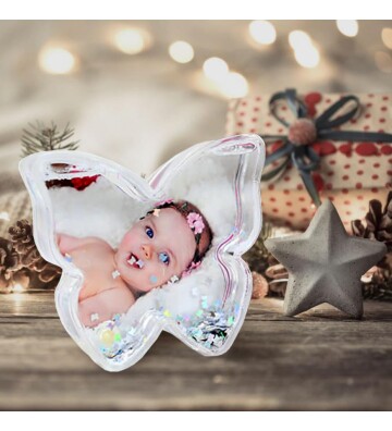 Fotoğraflı Kelebek Kar Küresi