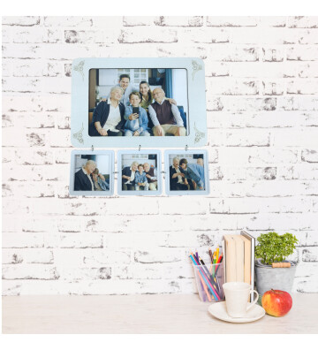 FOTO BASKILI Vintage 3+1 Kolaj Çoklu Fotoğraf Çerçevesi 26,5x26,5 cm HK5020