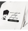 Kişiye Özel Atatürk Baskılı Kapşonlu Beyaz Unisex Sweatshirt HK2300
