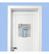Kişiye Özel Ayıcıklı Çerçeveli Mavi Bebek Kapı Süsü 40x40